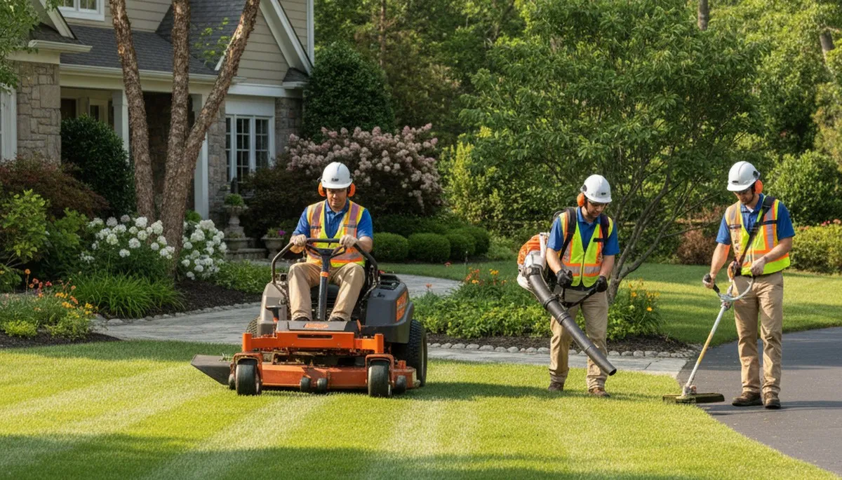 Waltham, MA tree service crew providing lawn and yard care for healthy, tidy local properties