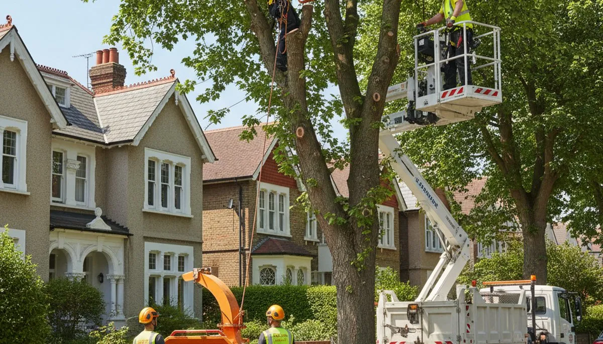Tree service crew in Waltham, MA providing professional tree removal and trimming services