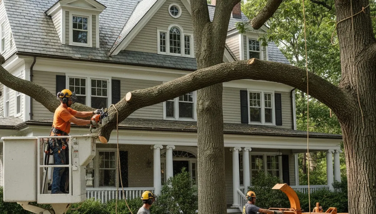 Tree service crew in Waltham, MA providing professional tree removal and care for local properties